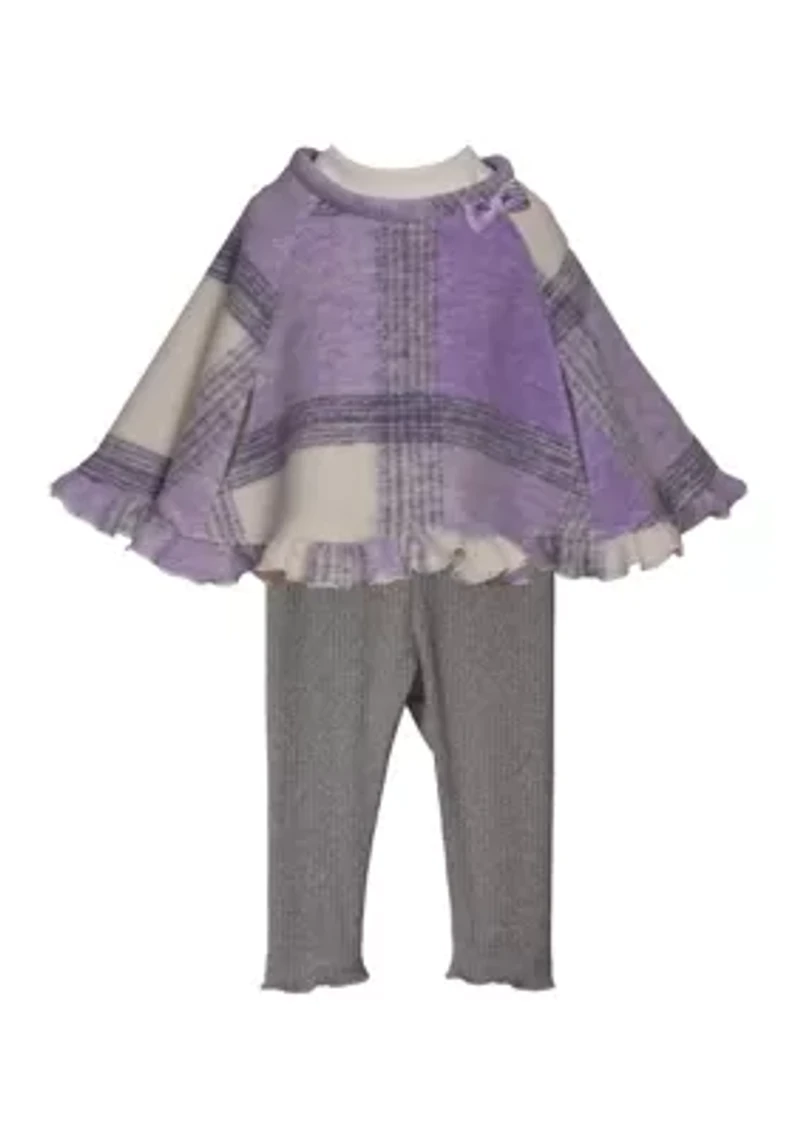 Girls 4-6x Printed Poncho and Leggings Set