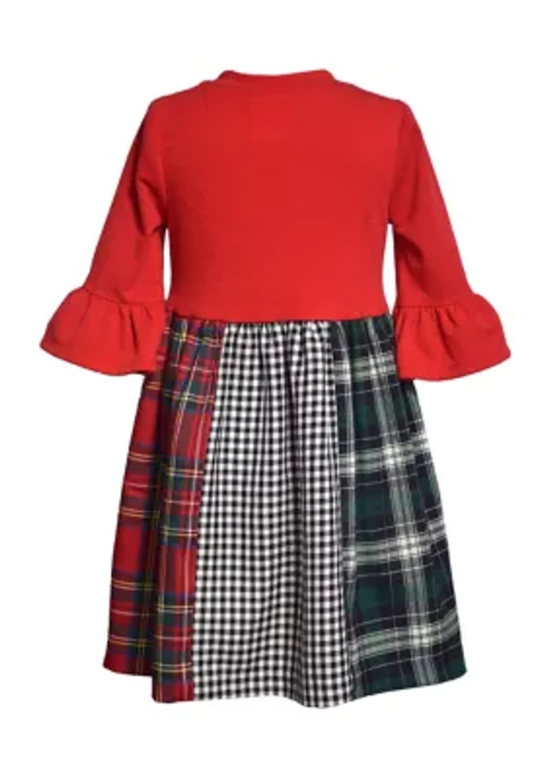 Girls 4-6x Mixed Plaid Holiday Dress