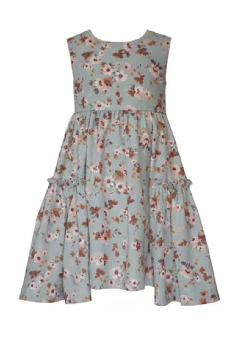 Girls 4-6x  Floral Dress and Solid Ribbed Cardigan Set