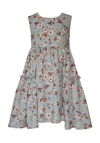 Girls 4-6x  Floral Dress and Solid Ribbed Cardigan Set