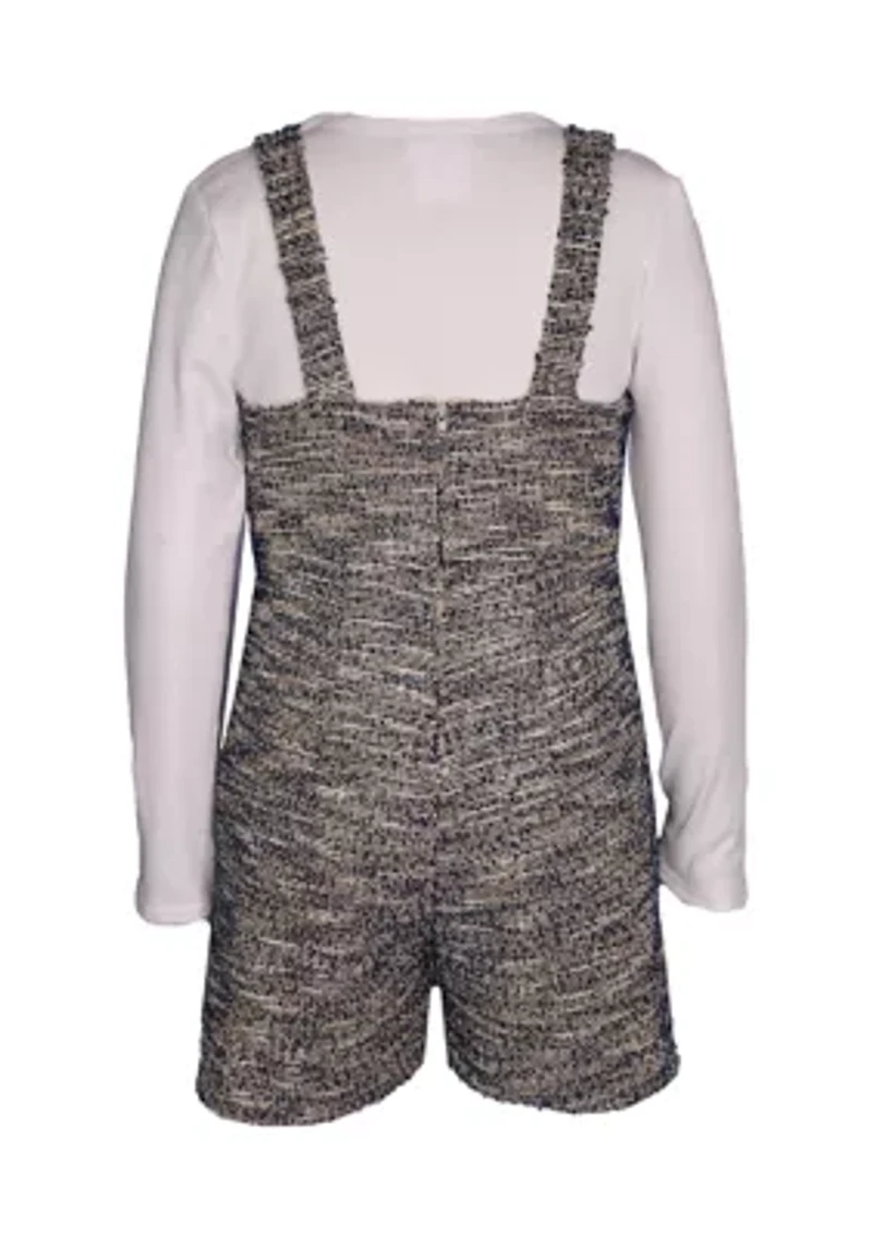 Girls 7-16 Rib Knit Boucle Jumper