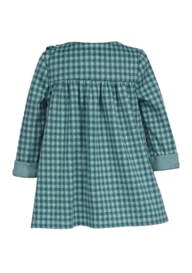 Girls 7-16 French Terry Check Printed Dress