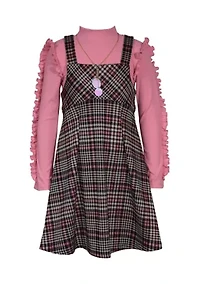 Girls 7-16 Ruffle Printed Jumper Dress
