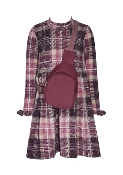 Girls 7-16 Double Knit Printed Dress with Bag