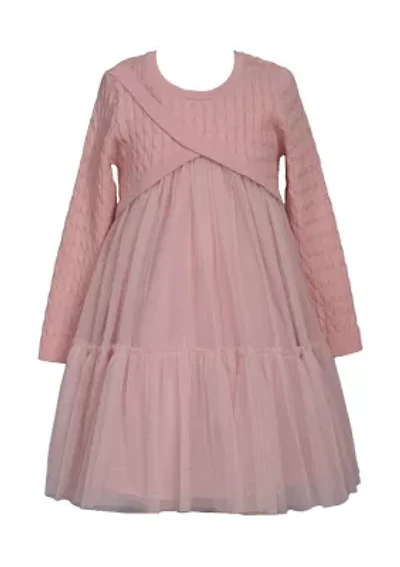 Girls 7-16 Popover Sweater Mesh Dress