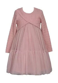 Girls 7-16 Popover Sweater Mesh Dress