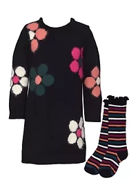 Girls 7-16 Floral Sweater Dress