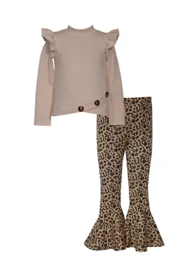 Girls 7-16 Flutter Sweater and Leggings Set