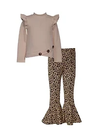 Girls 7-16 Flutter Sweater and Leggings Set