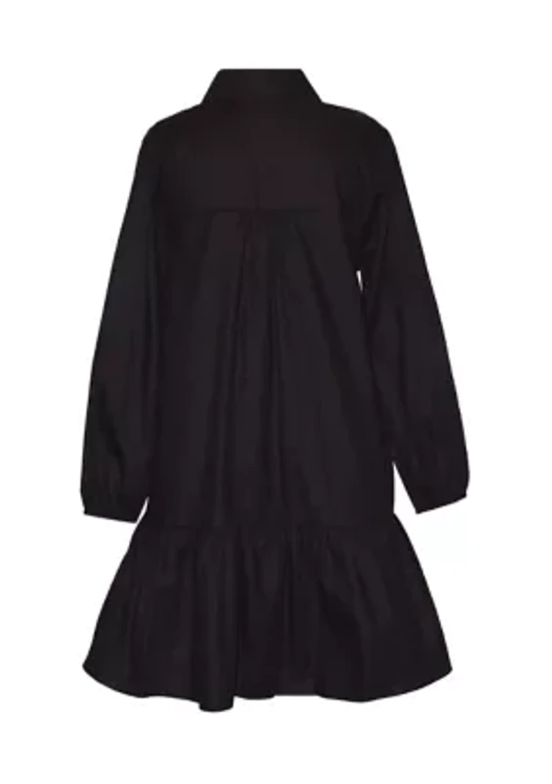 Girls 7-16 Blouson Sleeve Printed Collared Dress