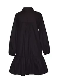 Girls 7-16 Blouson Sleeve Printed Collared Dress
