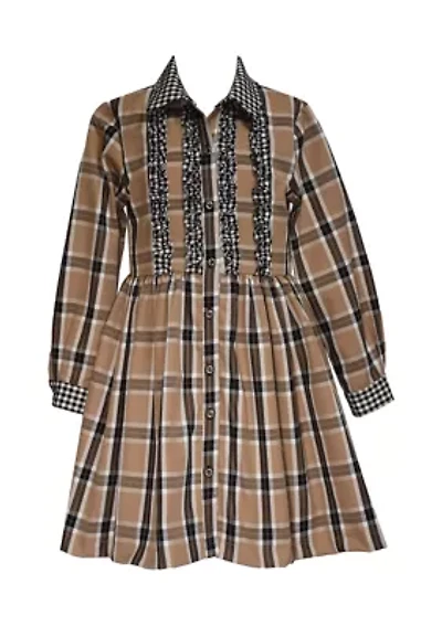 Boys 8-20 Plaid Ruffle Button Front Dress