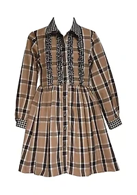 Boys 8-20 Plaid Ruffle Button Front Dress