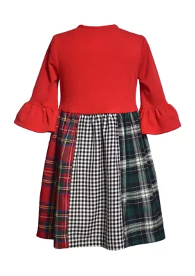 Girls 7-16 Holiday Plaid Bell Sleeve Dress