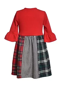 Girls 7-16 Holiday Plaid Bell Sleeve Dress