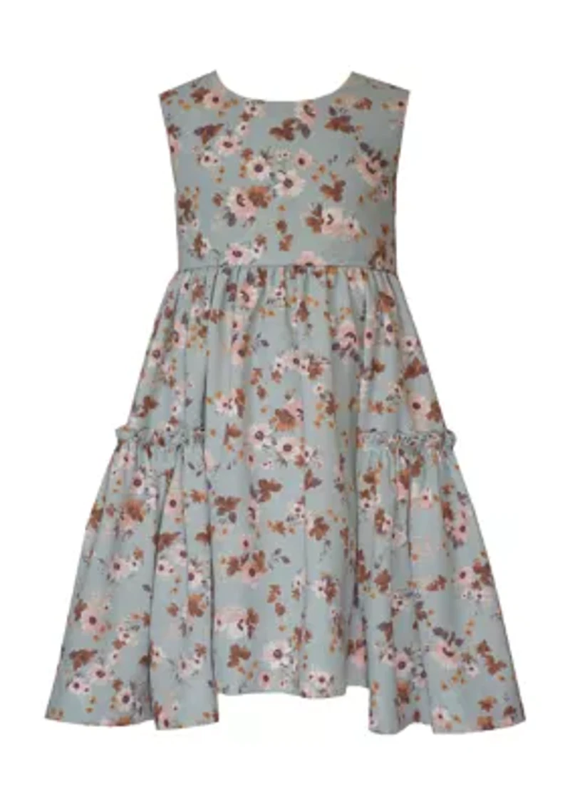 Girls 7-16 Floral Dress and Solid Ribbed Cardigan Set