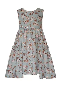 Girls 7-16 Floral Dress and Solid Ribbed Cardigan Set