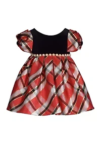 Girls 4-6x Plaid Dress with Velvet Bodice