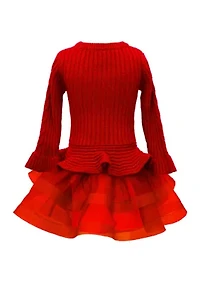 Girls 4-6x Cable Knit Sweater Dress with Tutu