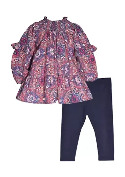 Girls 4-6x Printed Top and Leggings Set