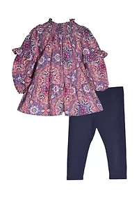 Girls 4-6x Printed Top and Leggings Set