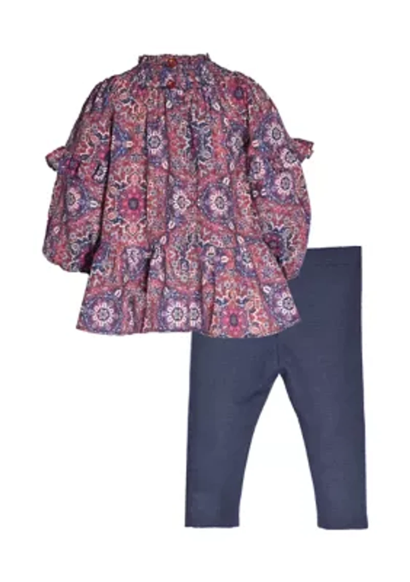 Girls 4-6x Printed Top and Leggings Set