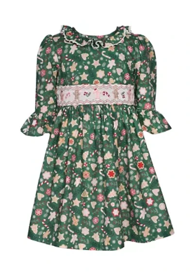 Girls 4-6x Gingerbread Smocked Dress