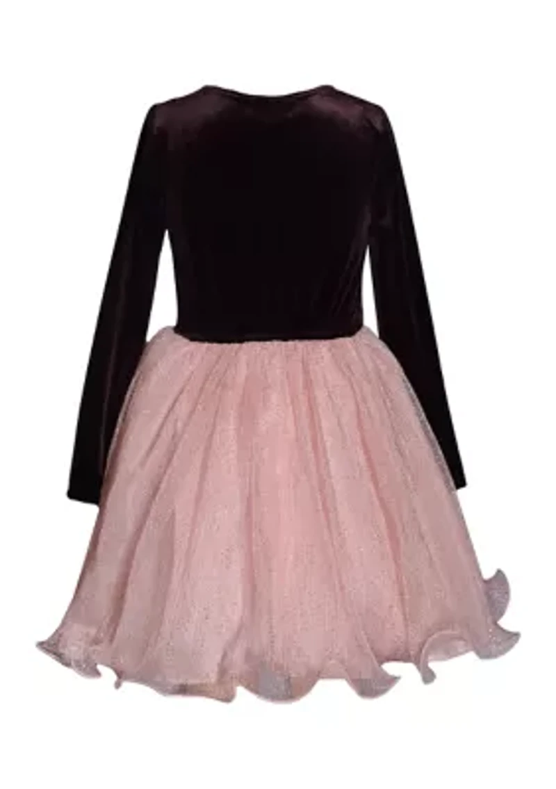 Girls 4-6x Long Sleeve Wire Hem Dress