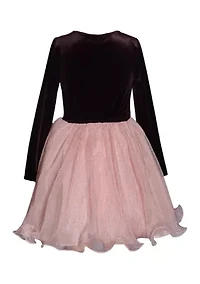Girls 4-6x Long Sleeve Wire Hem Dress