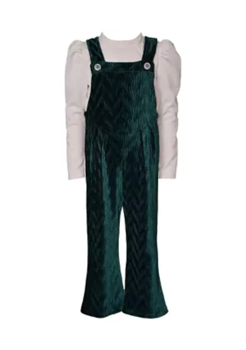 Girls 4-6x Bib-Front Velvet Jumpsuit