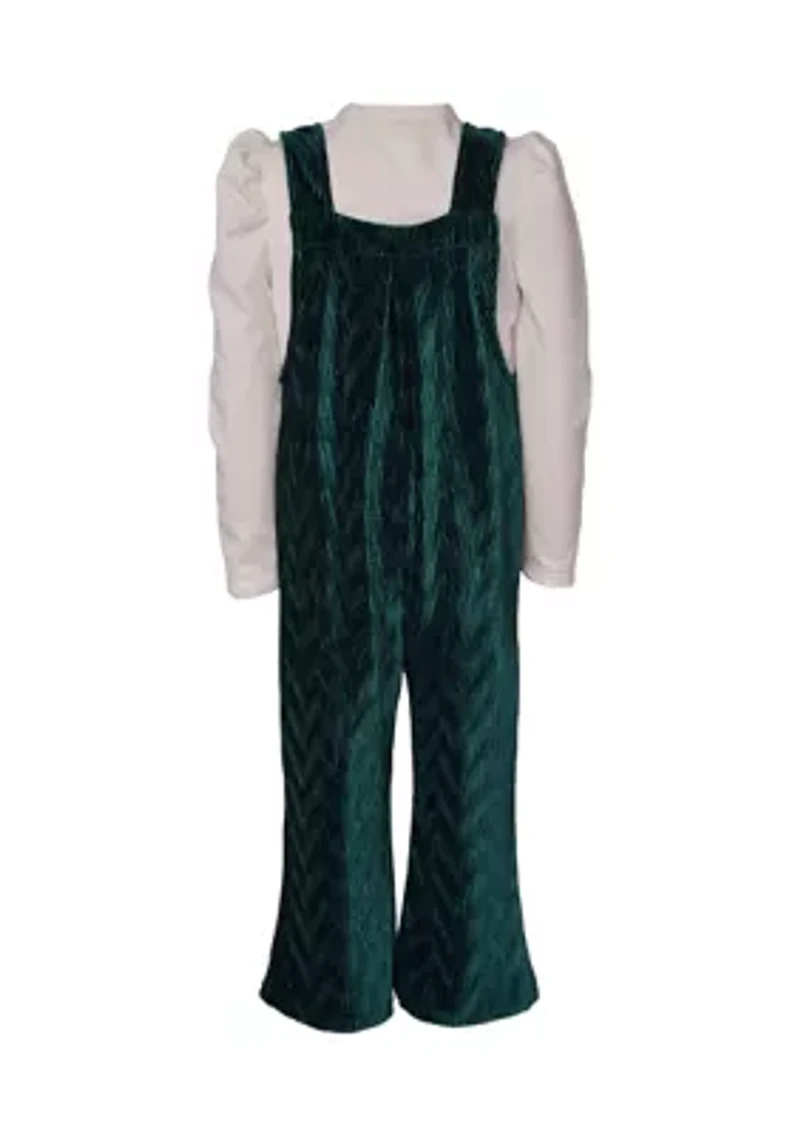 Girls 4-6x Bib-Front Velvet Jumpsuit