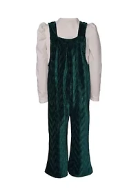 Girls 4-6x Bib-Front Velvet Jumpsuit