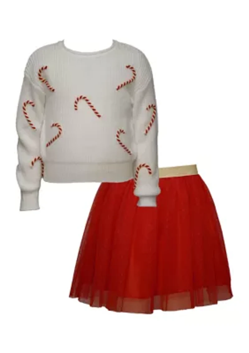 Girls 4-6 Candy Cane Skirt Set