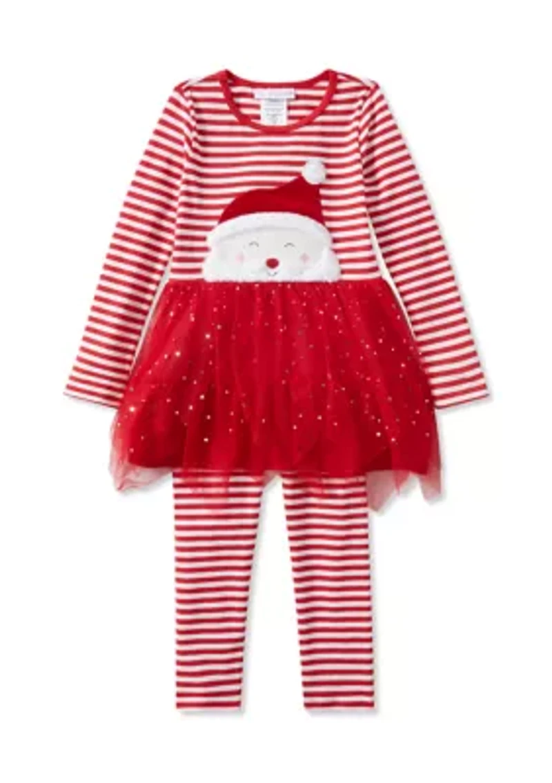 Girls 4-6x Santa Striped Leggings Set