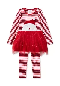 Girls 4-6x Santa Striped Leggings Set