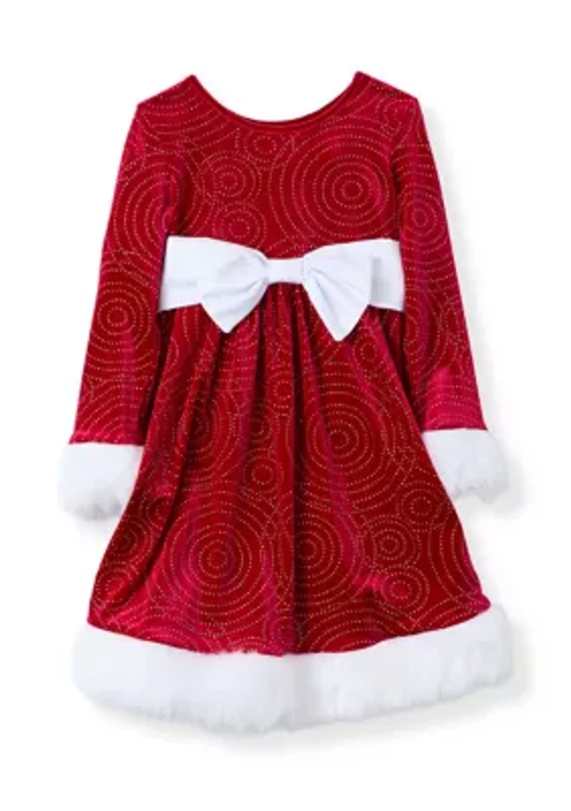 Girls 4-6x Sparkle Swirl Santa Dress