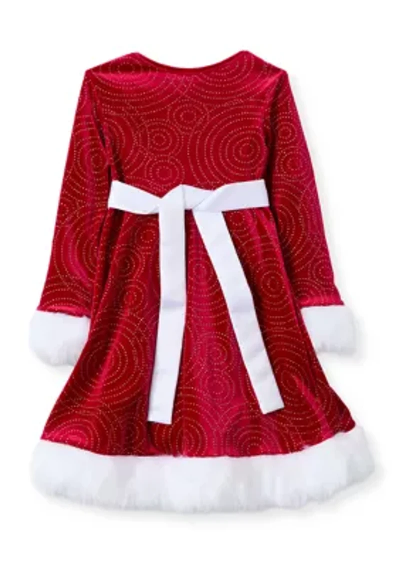 Girls 4-6x Sparkle Swirl Santa Dress