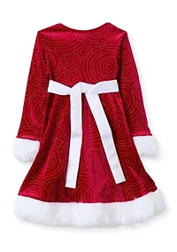 Girls 4-6x Sparkle Swirl Santa Dress