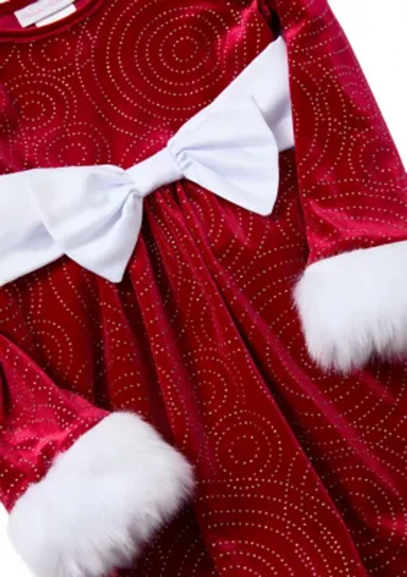 Girls 4-6x Sparkle Swirl Santa Dress