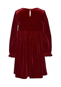 Girls 4-6 Red Velvet Bow Front Dress