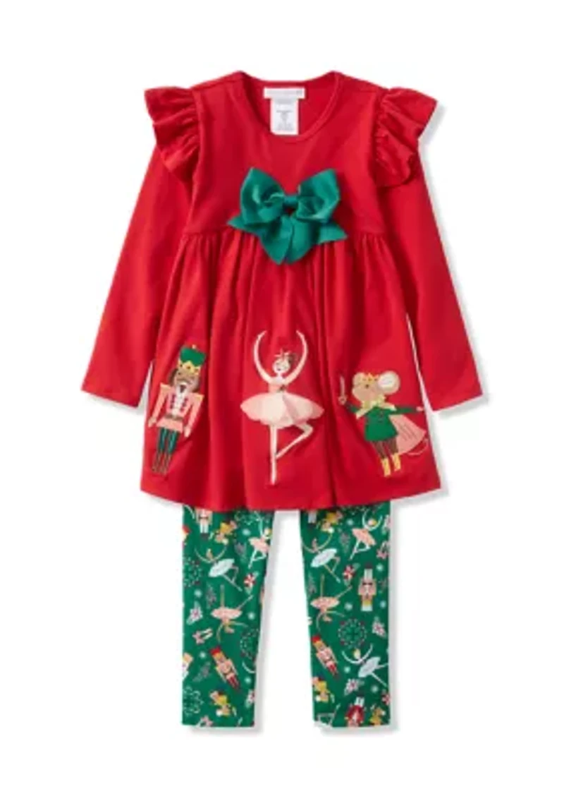 Girls 4-6x Red Nutcracker All-Over Printed Leggings Set