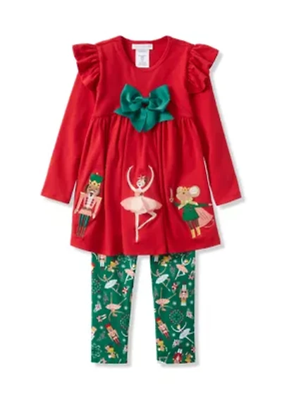 Girls 4-6x Red Nutcracker All-Over Printed Leggings Set