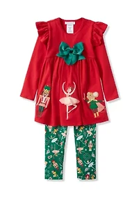 Girls 4-6x Red Nutcracker All-Over Printed Leggings Set