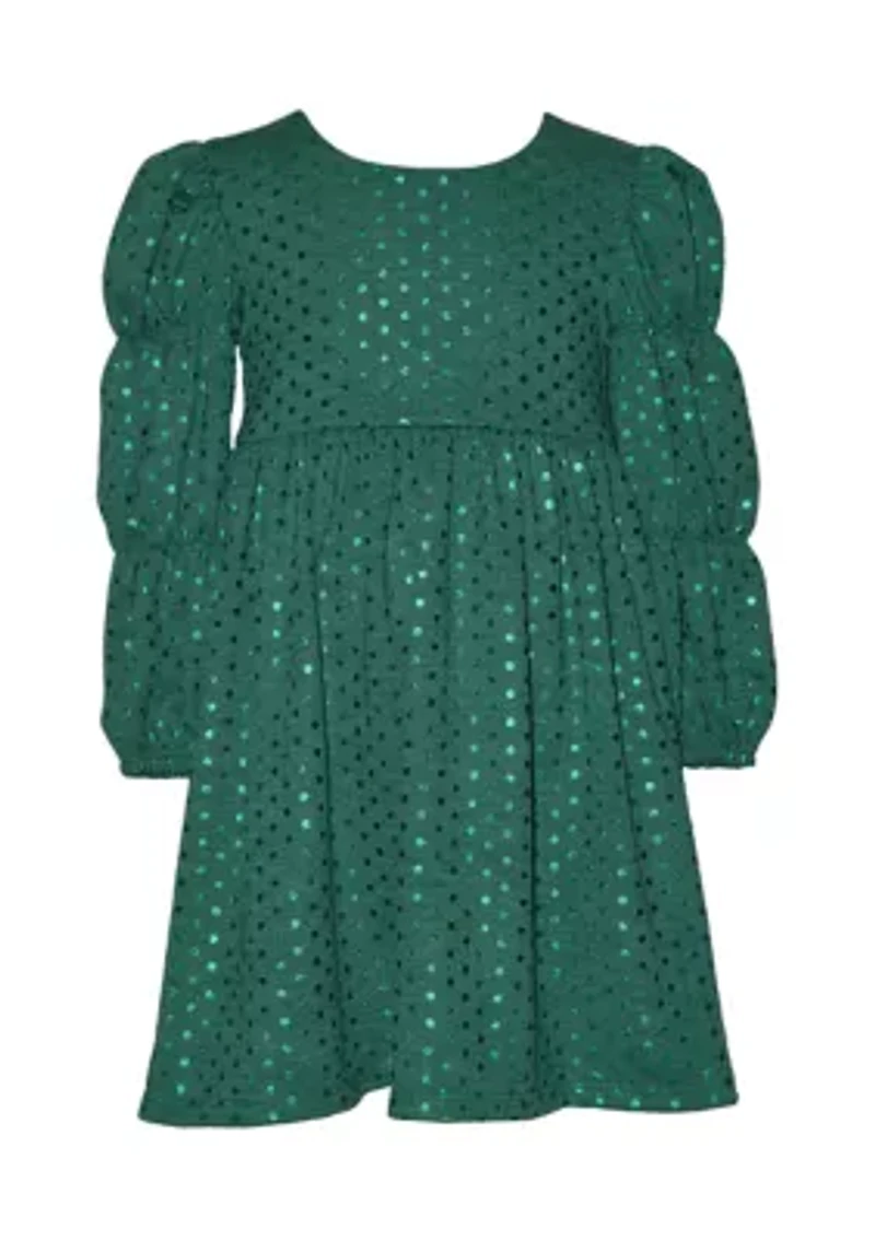 Girls 7-16 Green Shimmer Dress