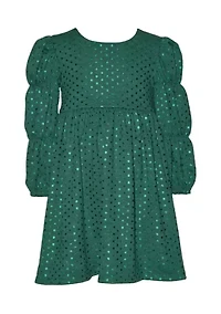 Girls 7-16 Green Shimmer Dress