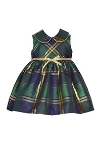 Girls 7-16 Coat over Plaid Taffeta Dress