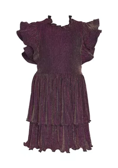 Girls 7-16 Tiered Metallic Dress