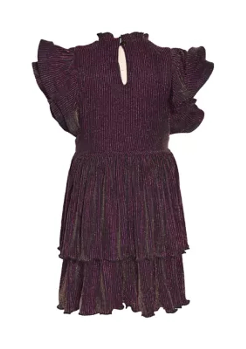 Girls 7-16 Tiered Metallic Dress