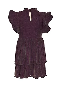 Girls 7-16 Tiered Metallic Dress