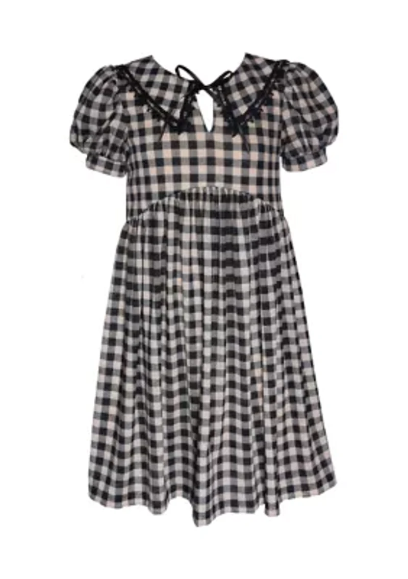 Girls 7-16 Metallic Checkered Dress
